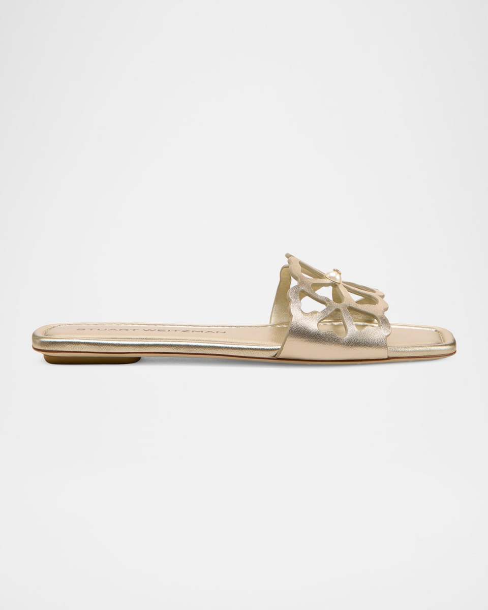 Jasmine Metallic Cutout Flat Slide Sandals